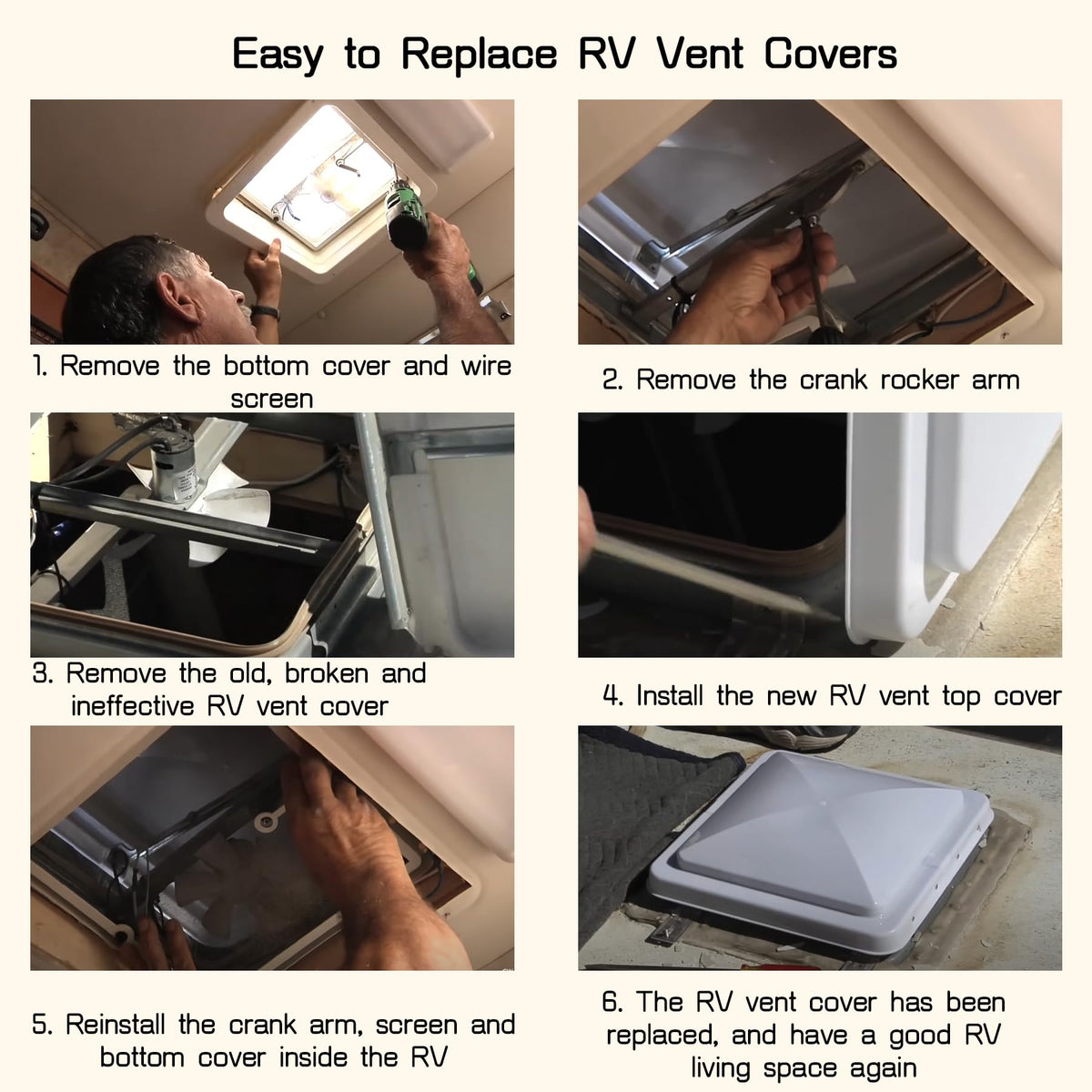 14" White Plastic Square RV Roof Vent Cover X846