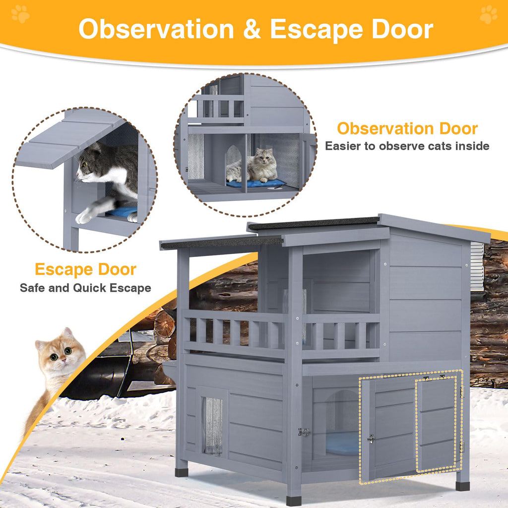 Wooden Heated 2-Story Cat House K641556