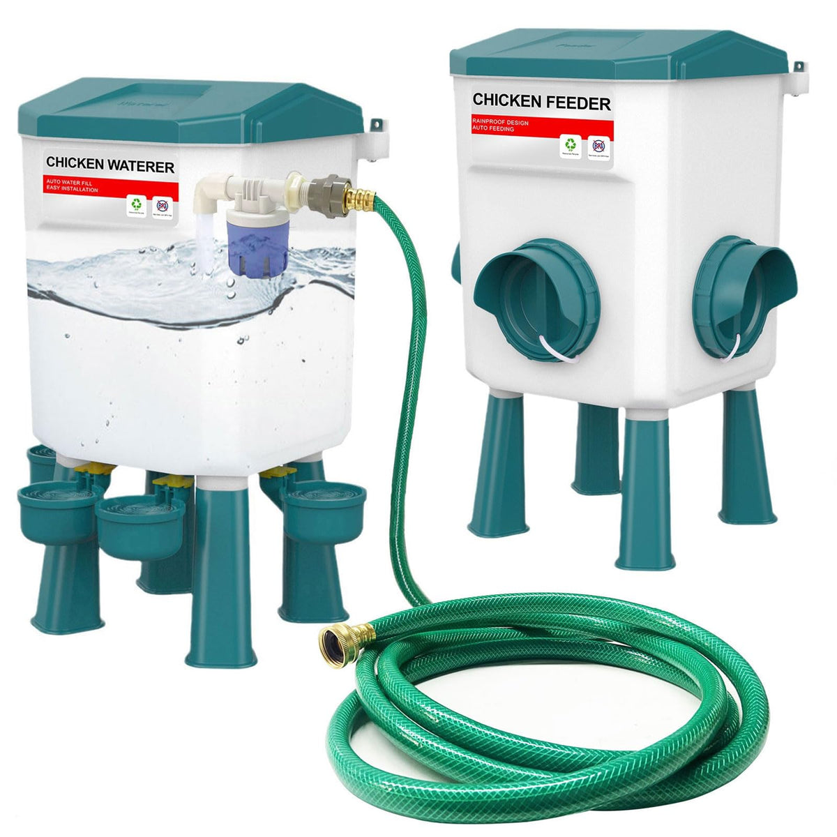 Automatic Chicken Waterer & No Waste Feeder Kits, 3 Gallon T8458