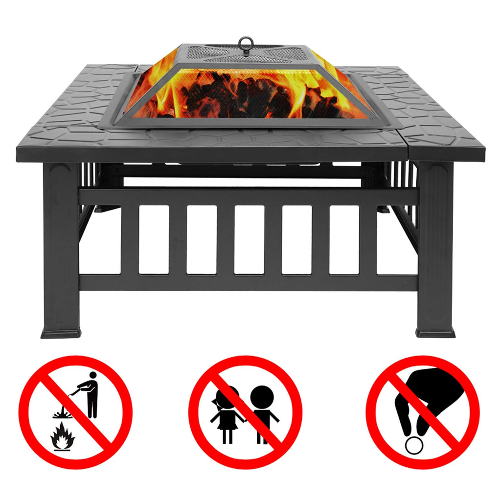32" Wood Burning Metal Fire Pit with Poker B933