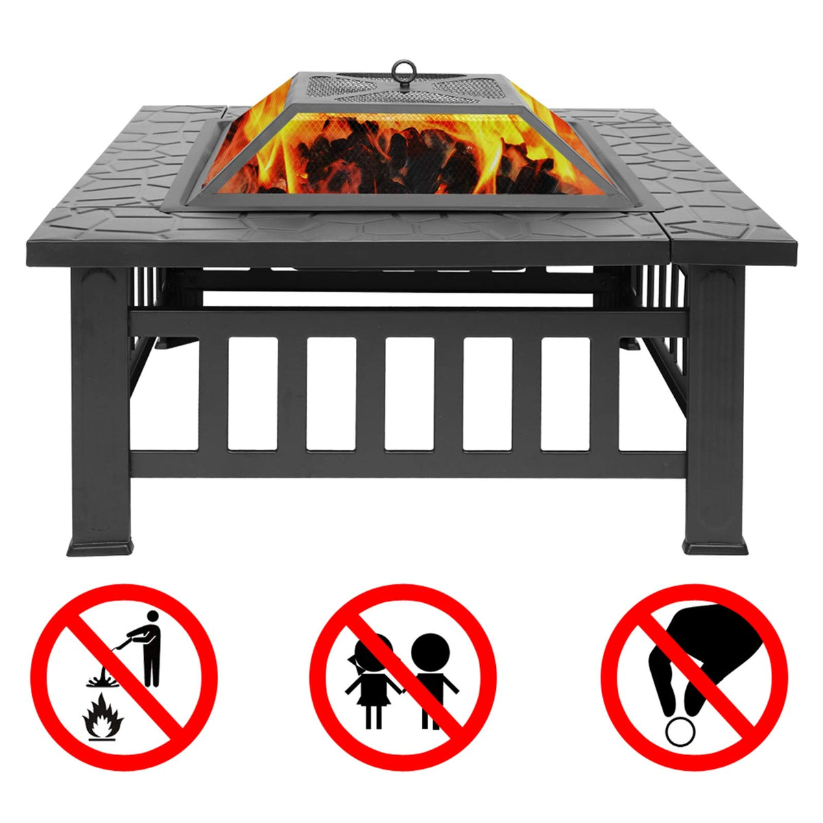 32" Wood Burning Metal Fire Pit with Poker B933