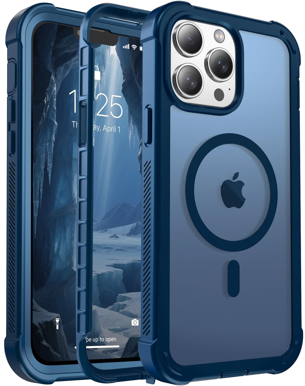 Magnetic iPhone 13 Pro Max Case Heavy Duty Protection Deep Blue P25725