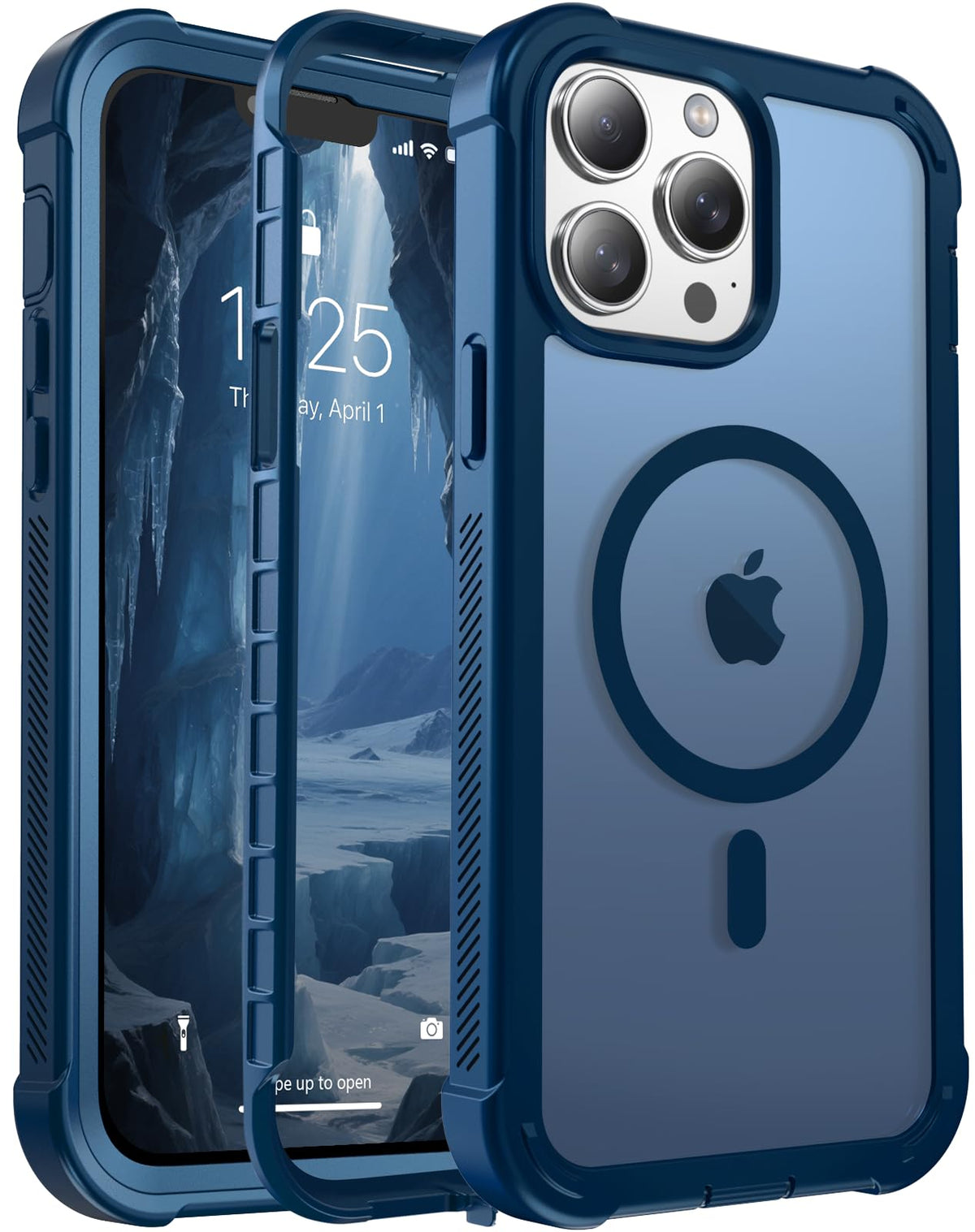 Magnetic iPhone 13 Pro Max Case Heavy Duty Protection Deep Blue P25725