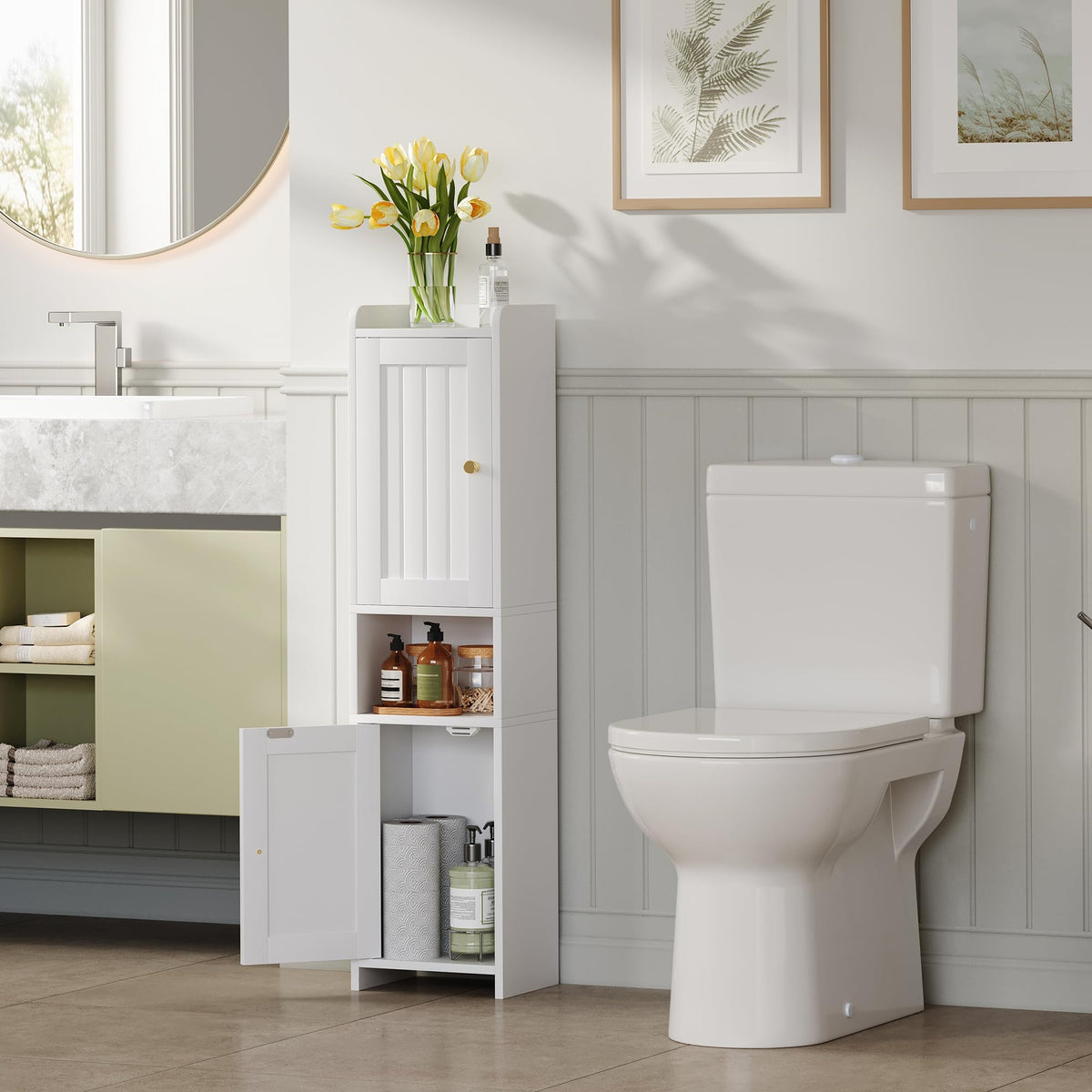 White Bathroom Cabinet with 2 Doors H1749