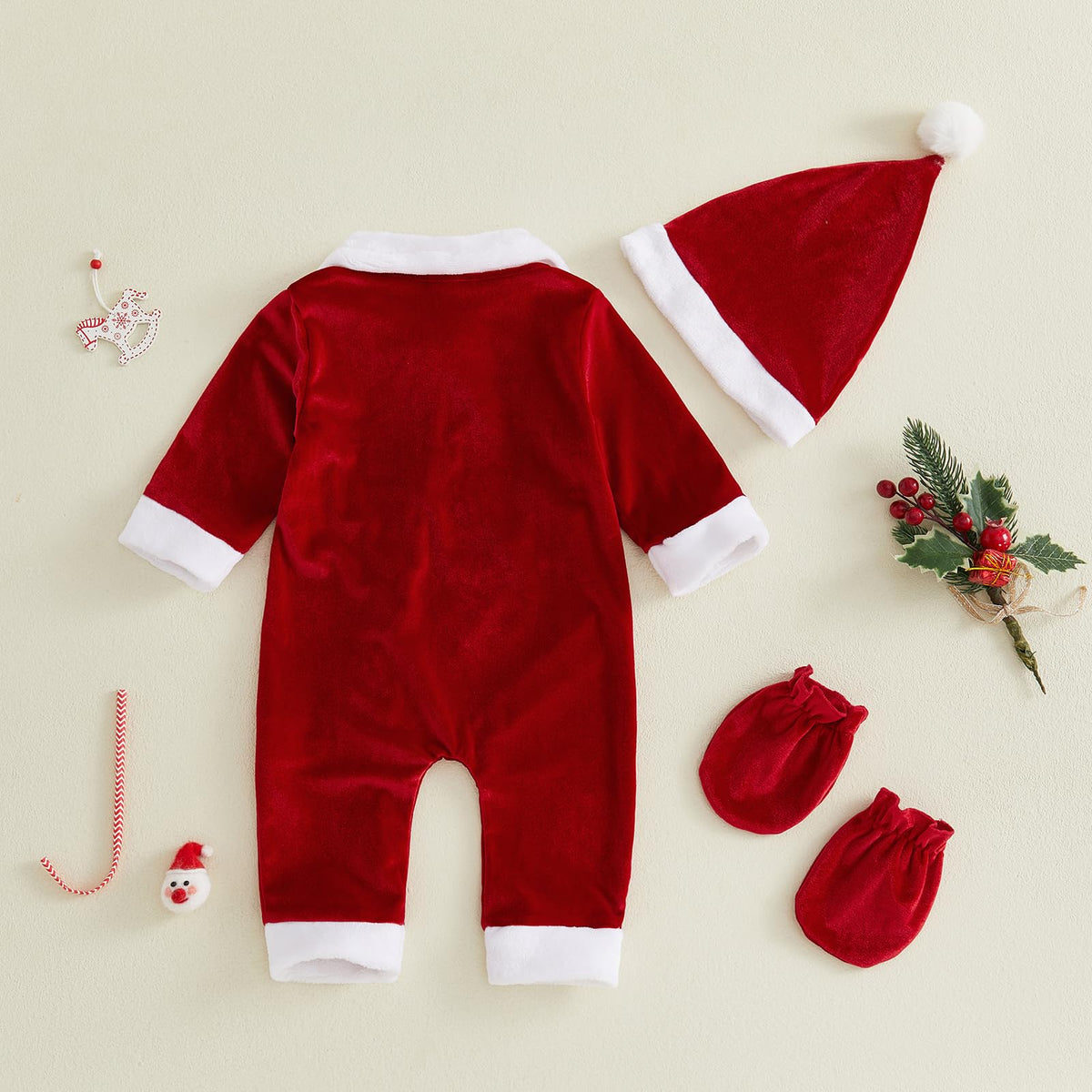Velvet Zipper Romper Jumpsuit Hat Z3846