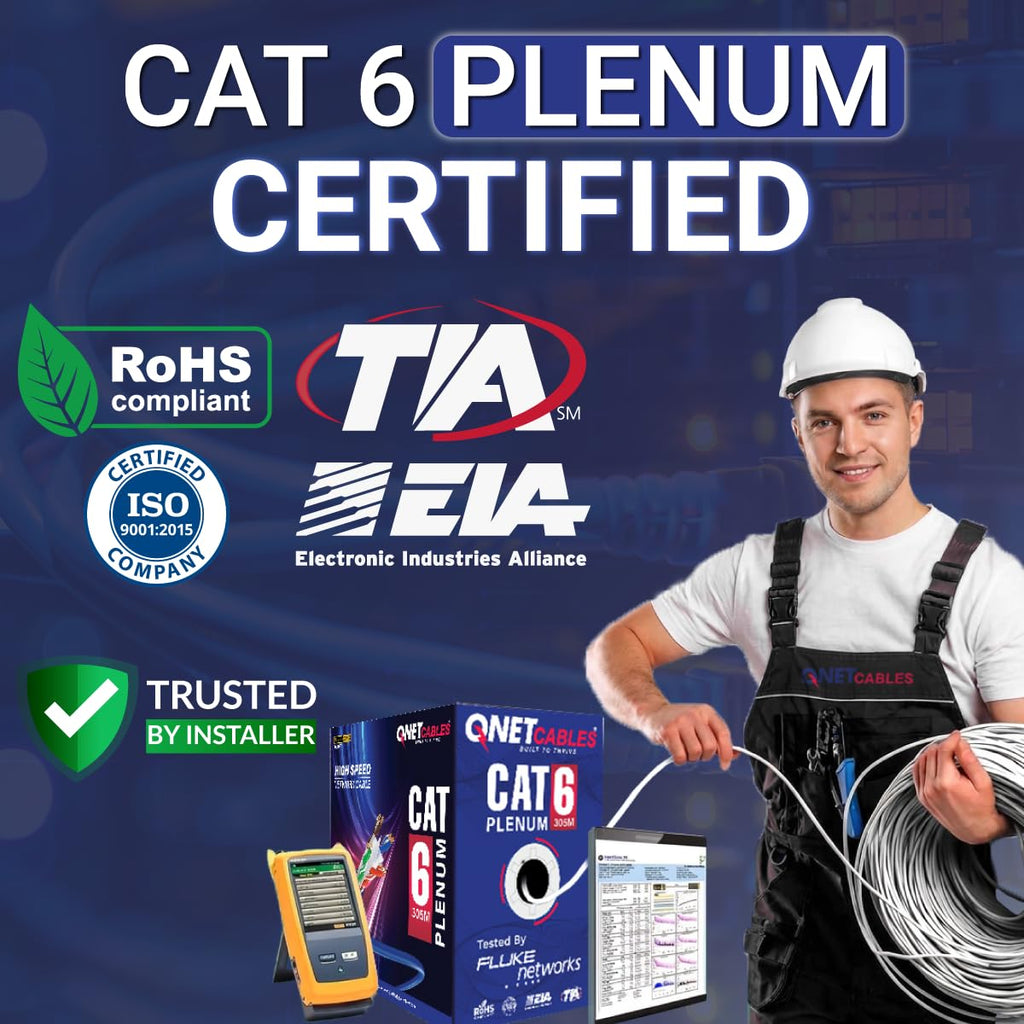 Blue Cat6 Plenum 1000ft 23AWG UTP Ethernet Cable N88891