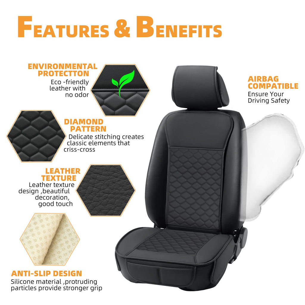 Leather Waterproof Car Seat Cover Full Set Black A53229