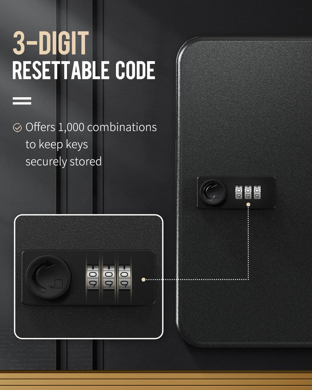Black Steel Key Cabinet with Combination Lock K19013