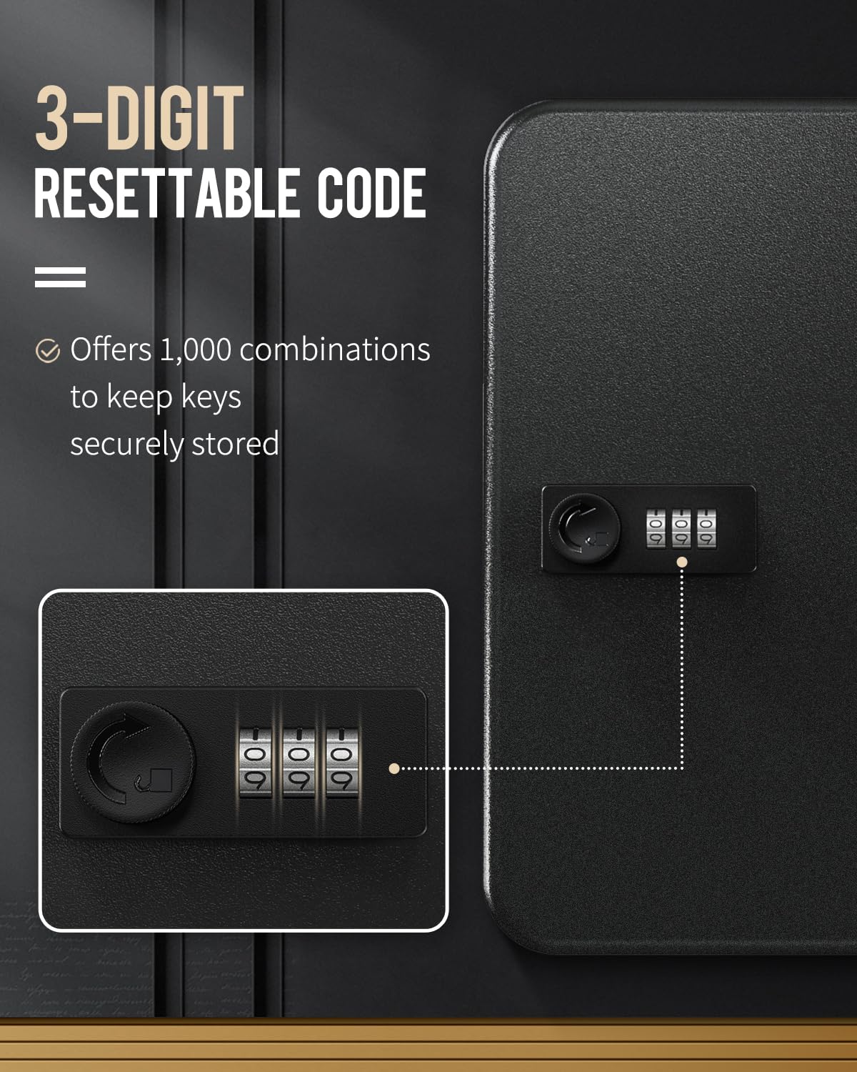 Black Steel Key Cabinet with Combination Lock K19013