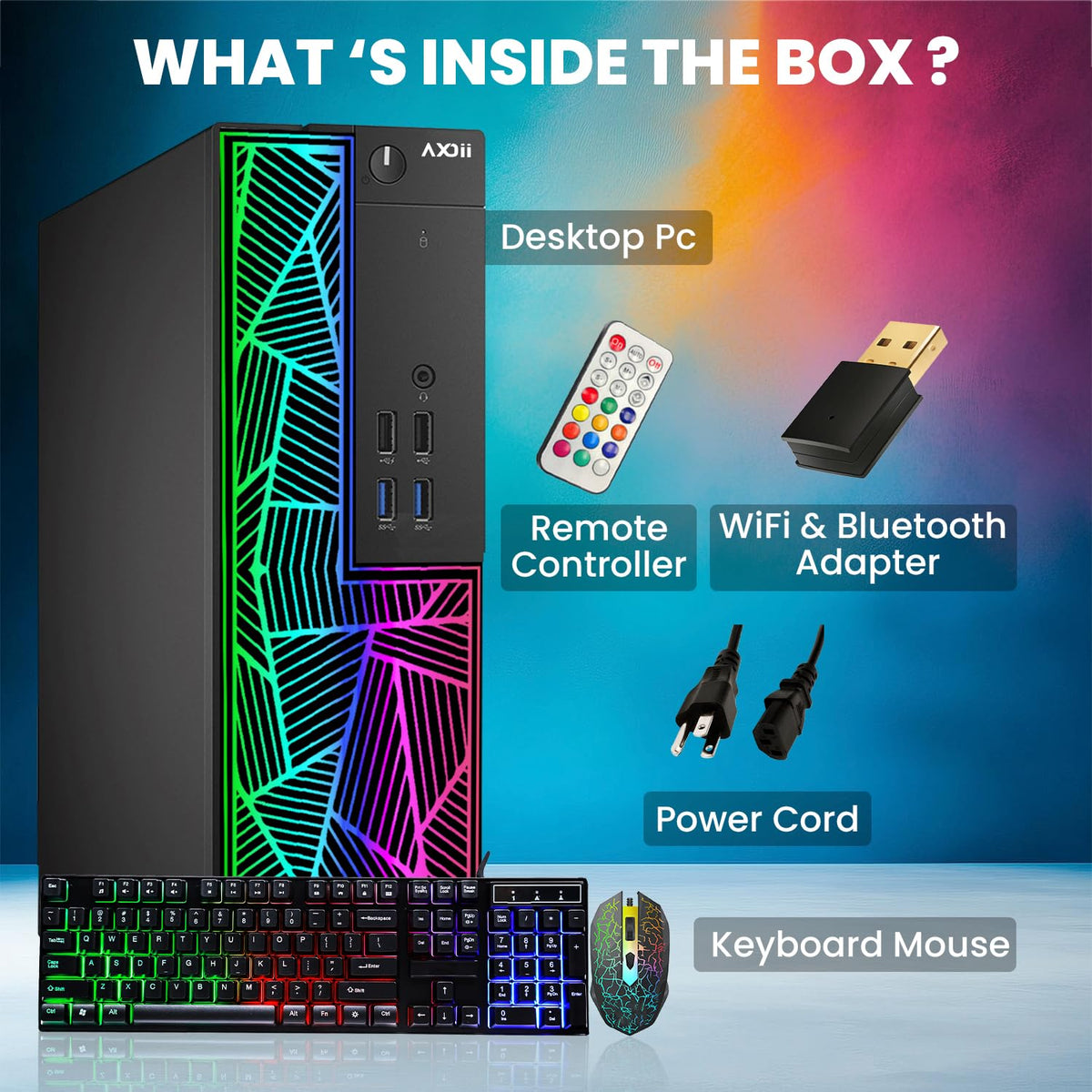 RGB Gaming Desktop PC with 24" FHD Monitor, 16GB DDR4 RAM, 512GB NVMe SSD B22050