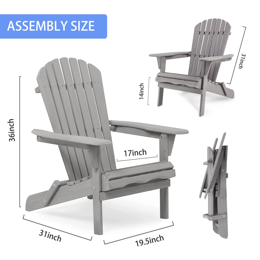Wood Folding Adirondack Chair Set of 2 Solid Cedar M8484