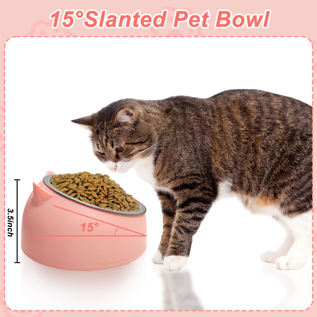 7 Pcs Stainless Steel Raised Cat Food Bowl N1095