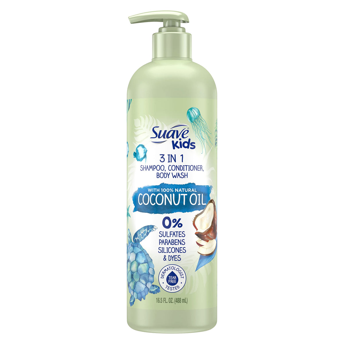 3 in 1 Shampoo Conditioner Body Wash with Coconut Oil 16.5 oz B4045