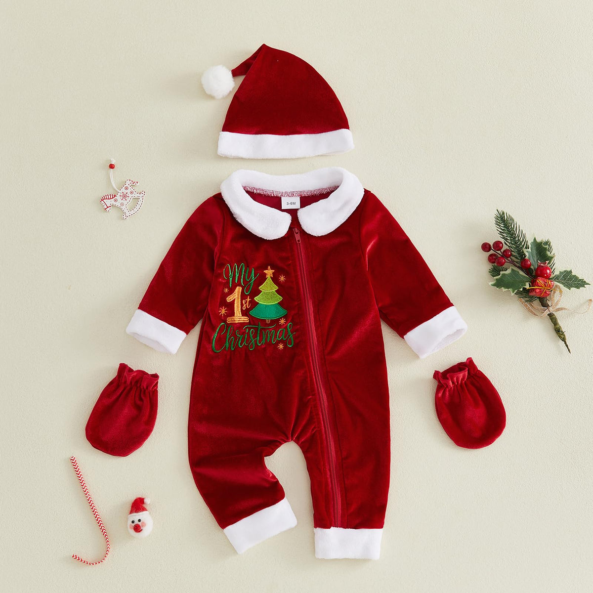 Velvet Zipper Romper Jumpsuit Hat Z3846