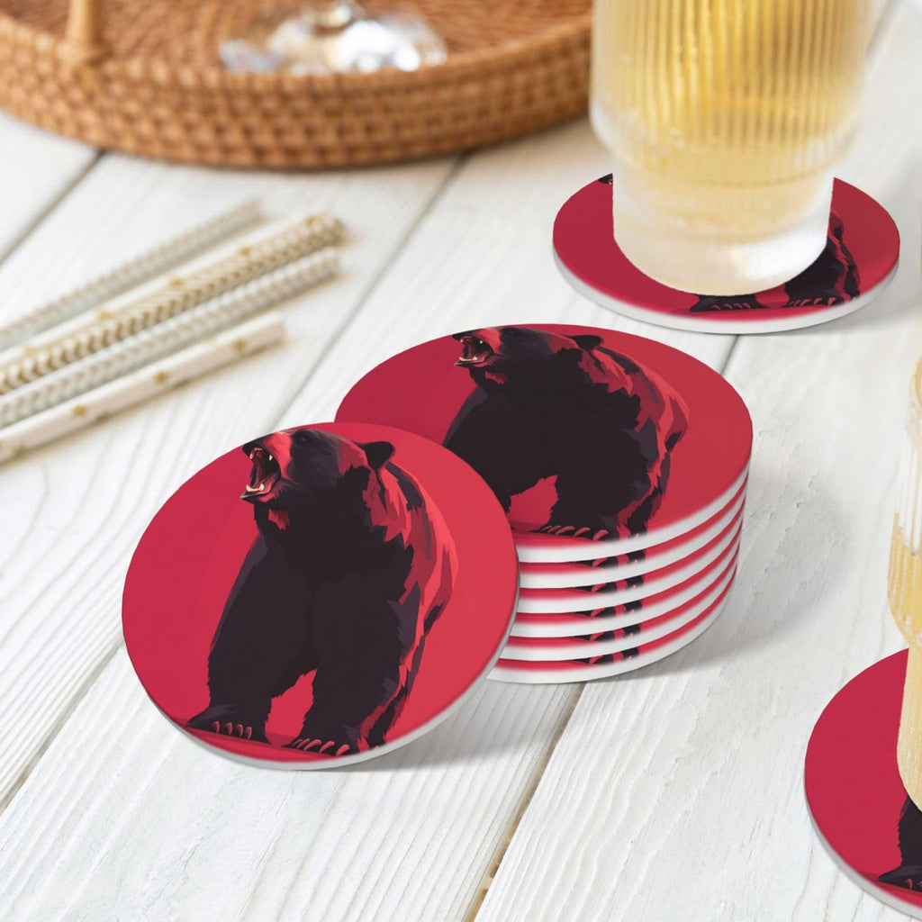 Ceramic Coasters with Holder Set of 6 D1691