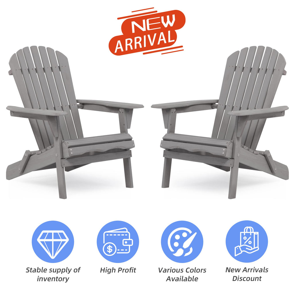 Wood Folding Adirondack Chair Set of 2 Solid Cedar M8484