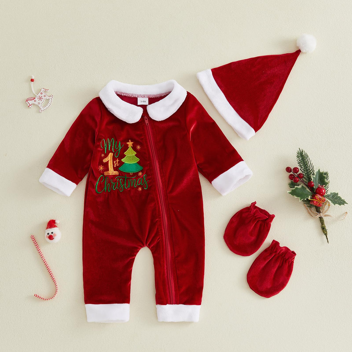 Velvet Zipper Romper Jumpsuit Hat Z3846