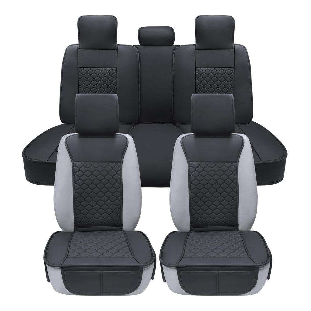 Leather Waterproof Car Seat Cover Full Set Black A53229