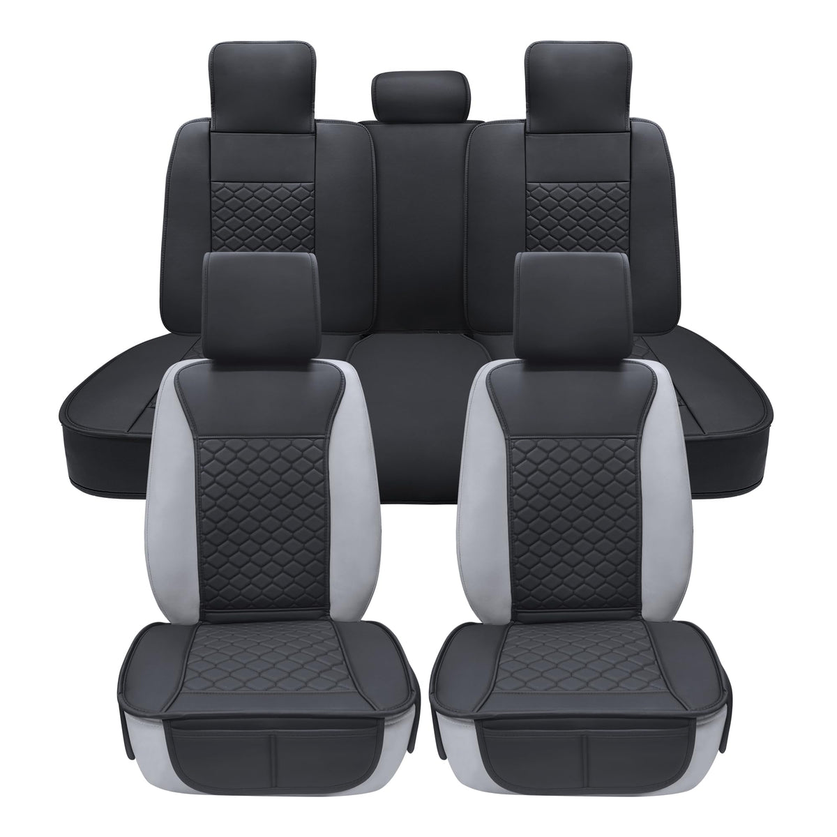Leather Waterproof Car Seat Cover Full Set Black A53229