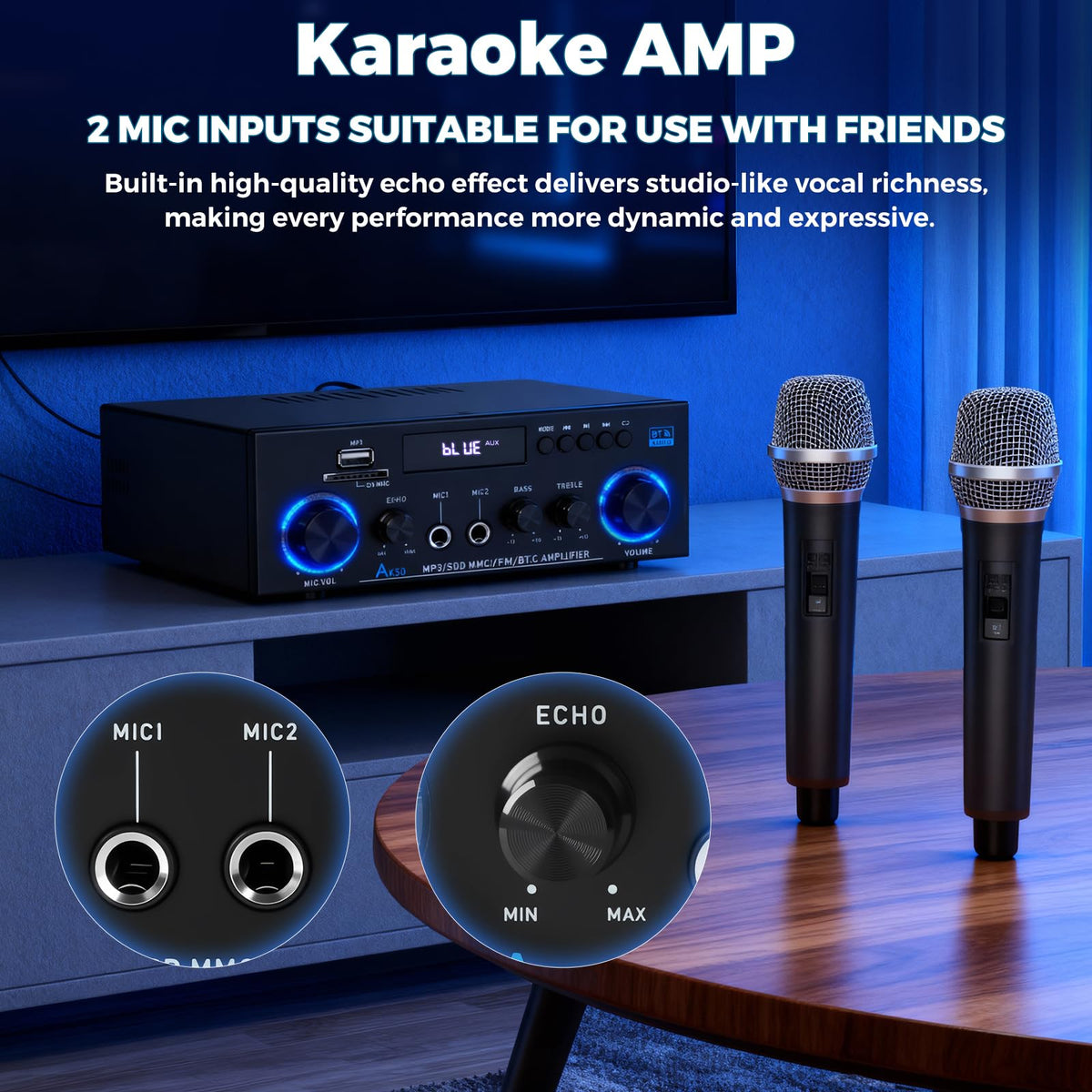 2 Channel 400W Bluetooth Stereo Audio Amplifier T430