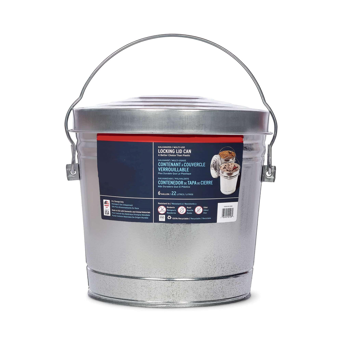 Galvanized Steel 6 Gallon Airtight Storage Jar J329456
