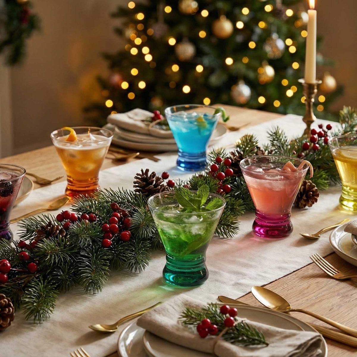 Colored Stemless Martini Glasses Set of 6 G6788