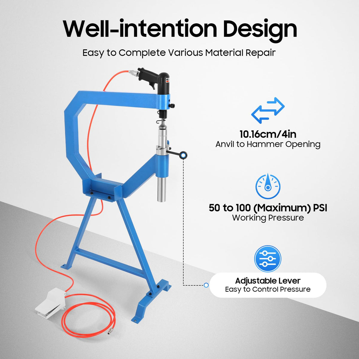 Pneumatic Planishing Hammer with 1" 2" 3" Anvil O20488