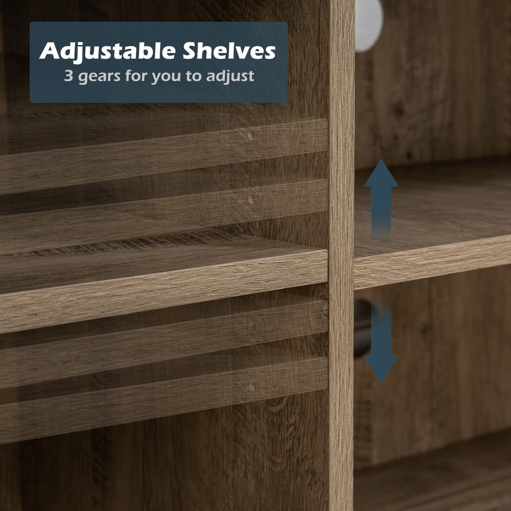 Light Grey Farmhouse TV Stand with Sliding Barn Doors M98386