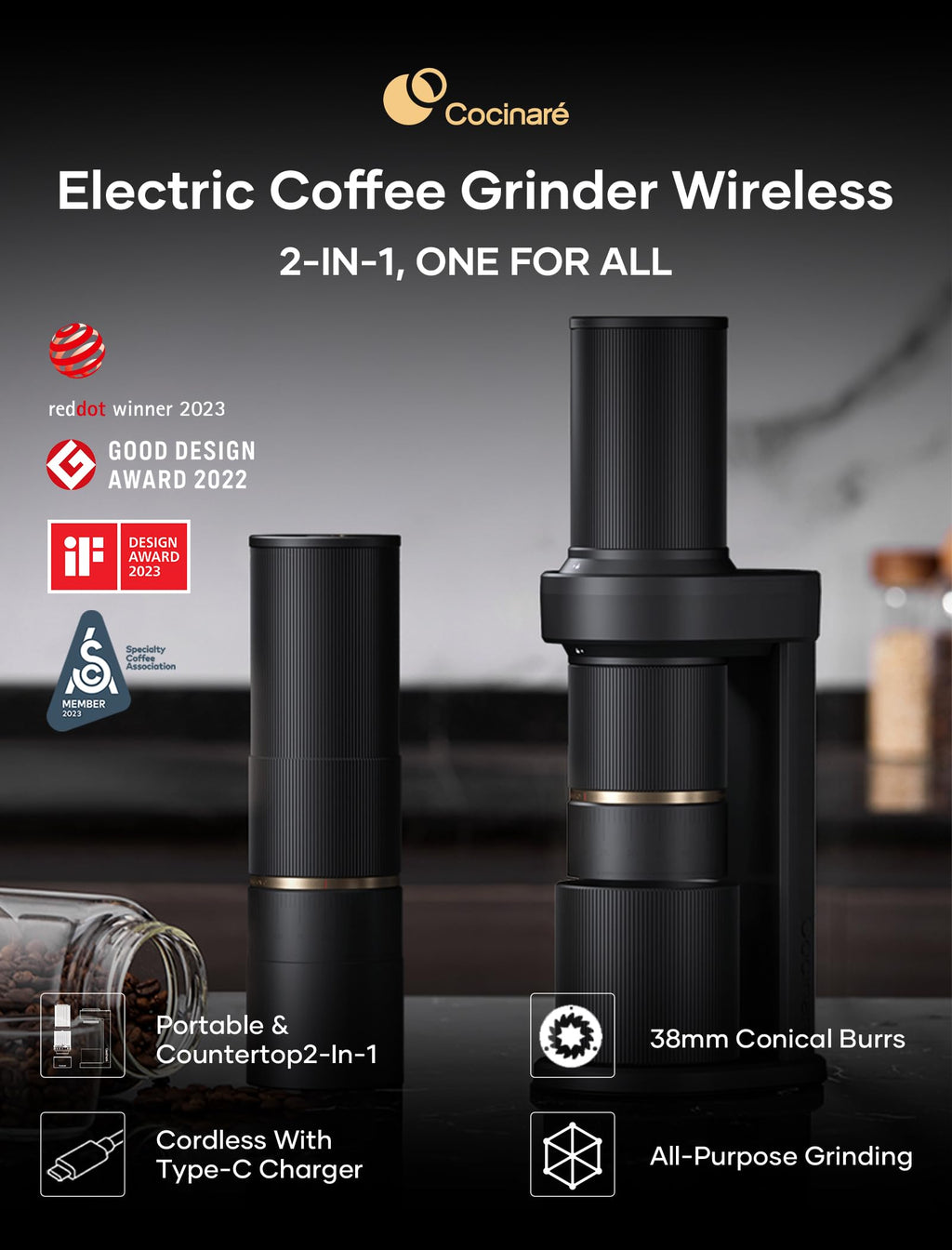 Electric Portable Burr Coffee Grinder I802