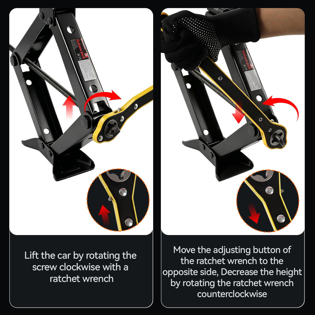 3 Ton Heavy Duty Scissor Jack with Lug Wrench S9851