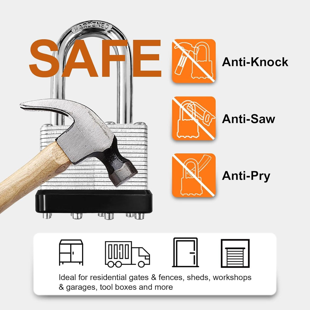 4 Pack Heavy Duty Laminated Padlocks with Same Key R939742