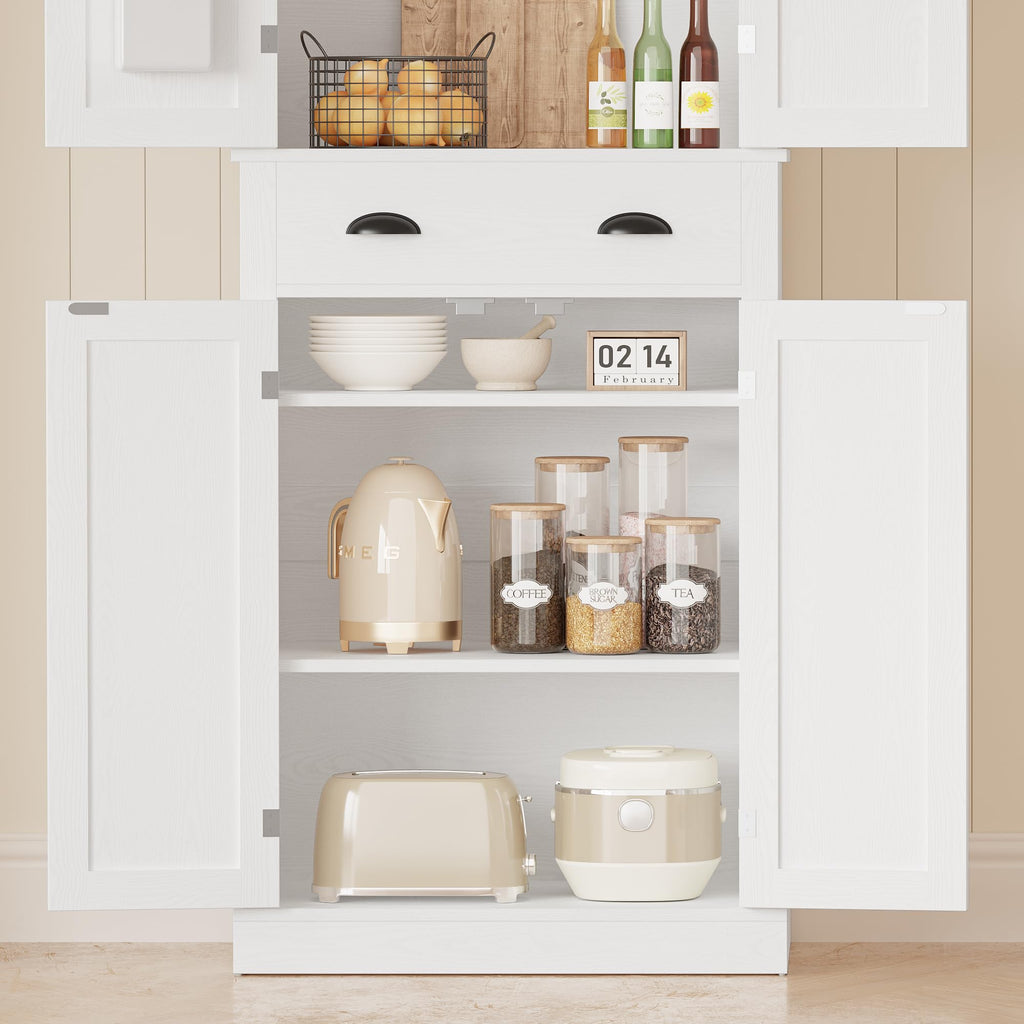White Kitchen Pantry Storage Cabinet M7412
