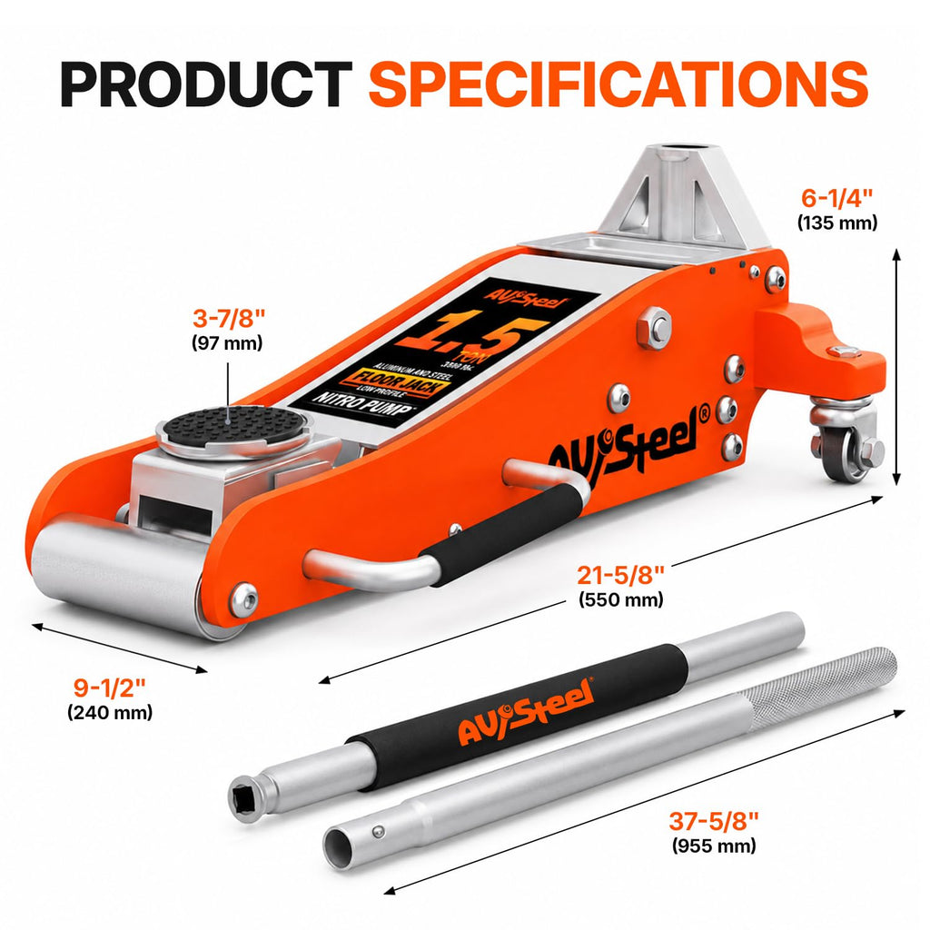 1.5 Ton Aluminum Steel Low Profile Hydraulic Floor Jack H53118
