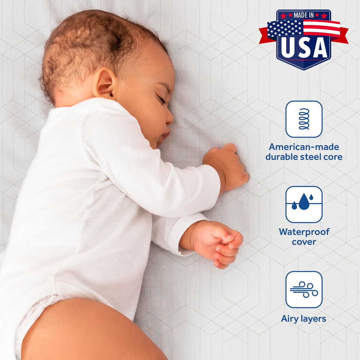 Infant & Toddler Crib Mattress, 204 Coils, Waterproof Breathable I441