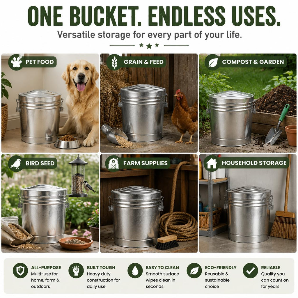 6 Gallon Metal Trash Can with Lid U46166