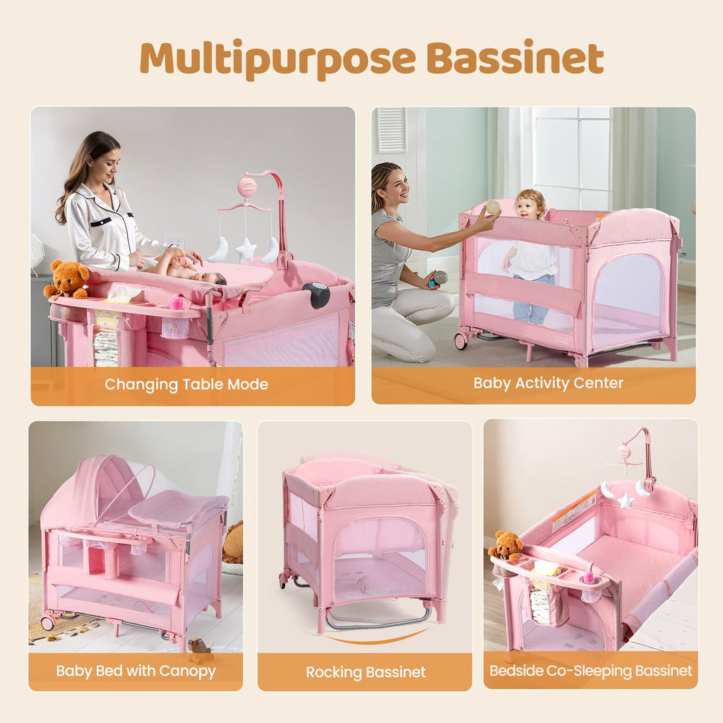 9 in 1 Bedside Bassinet with Changing Table Z112