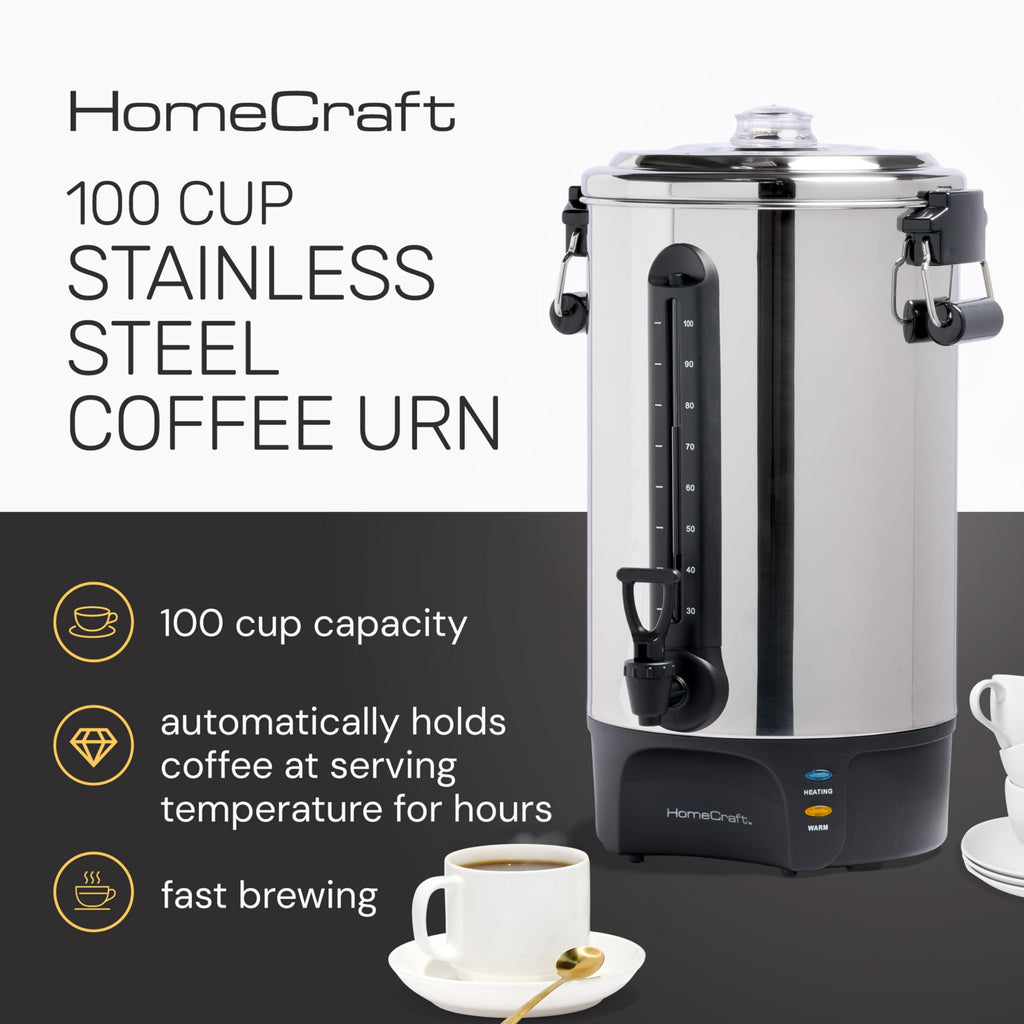 100-Cup Stainless Steel Coffee Urn and Hot Beverage Dispenser J2677