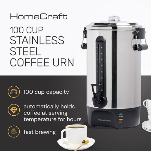 100-Cup Stainless Steel Coffee Urn and Hot Beverage Dispenser J2677