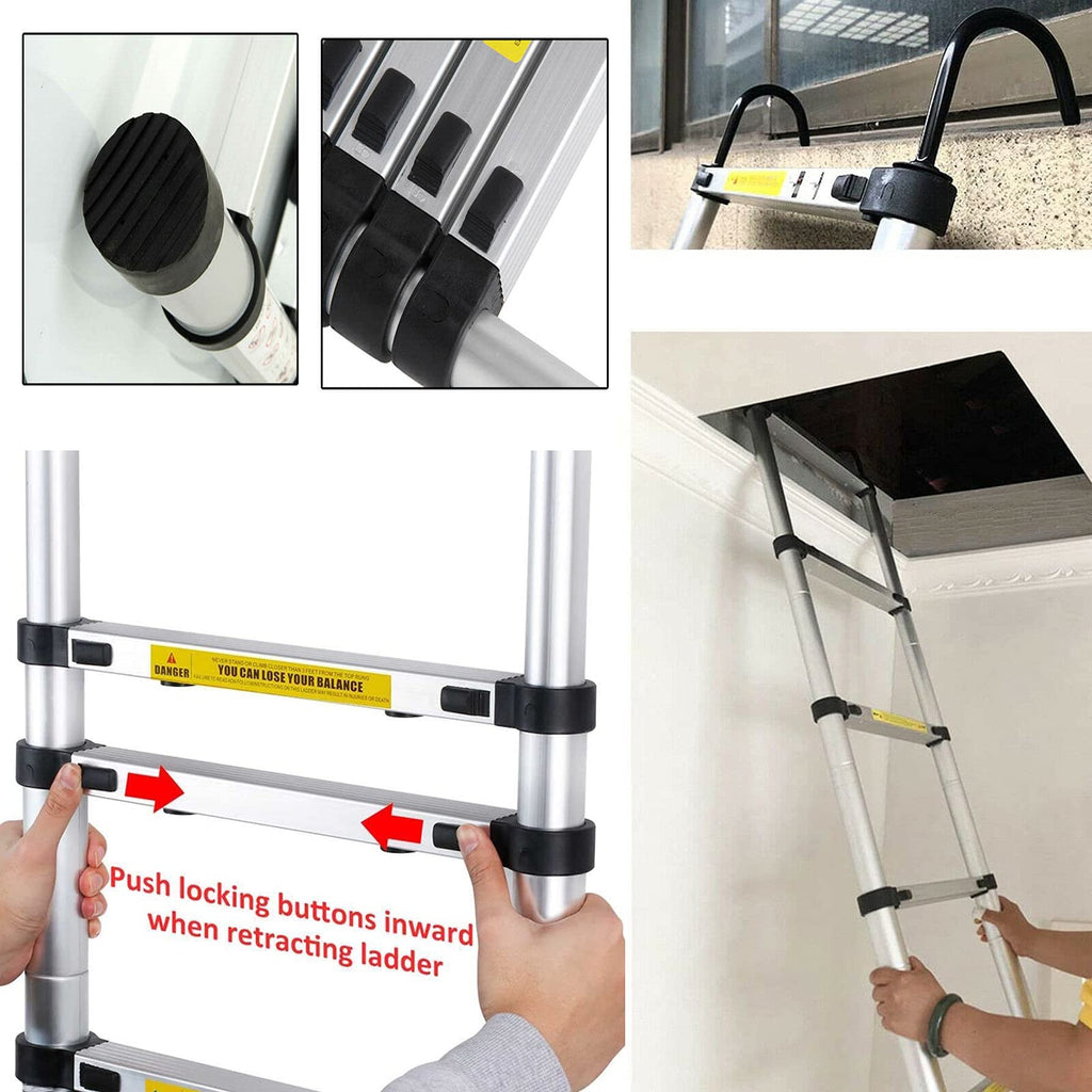 20.34 FT Aluminum Telescoping Extension Ladder 330lbs Capacity F963