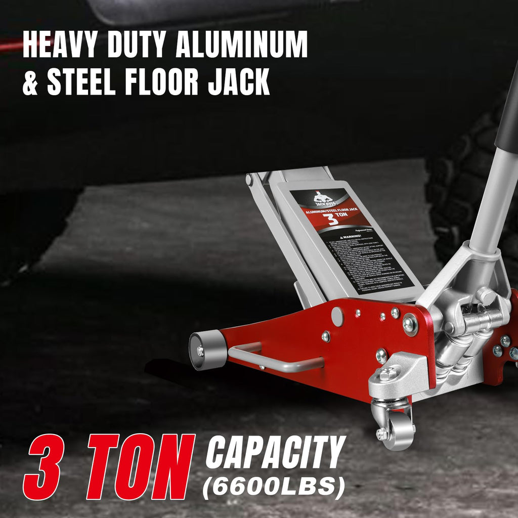 3 Ton Low Profile Aluminum and Steel Car Jack with Jack Stands, Red, 2 Pack K27857