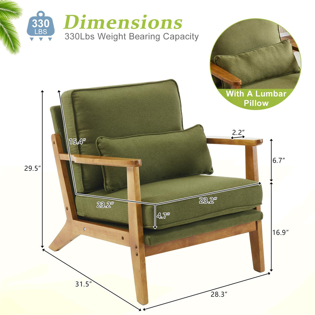 Green Linen Fabric Upholstered Accent Chair Set of 2 W227