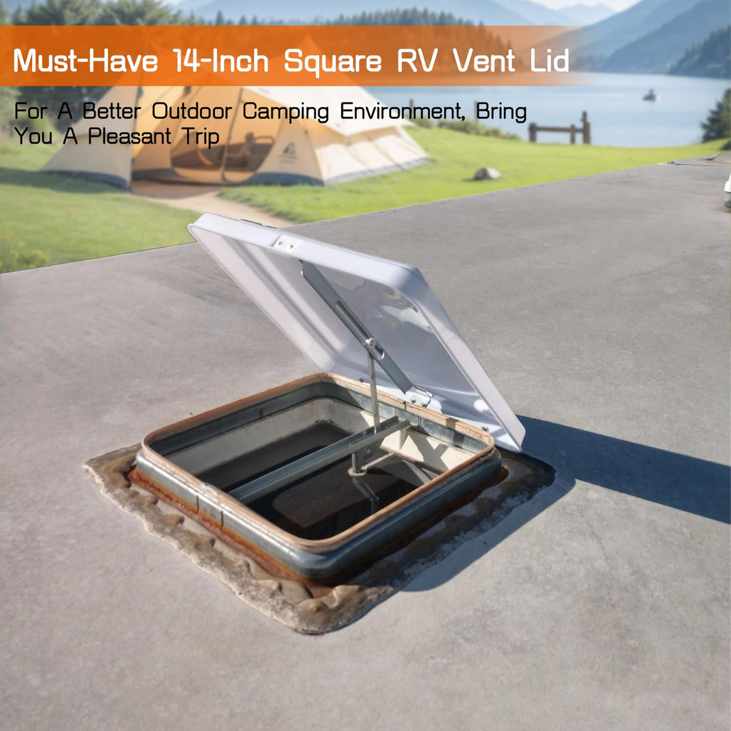 14" White Plastic Square RV Roof Vent Cover X846