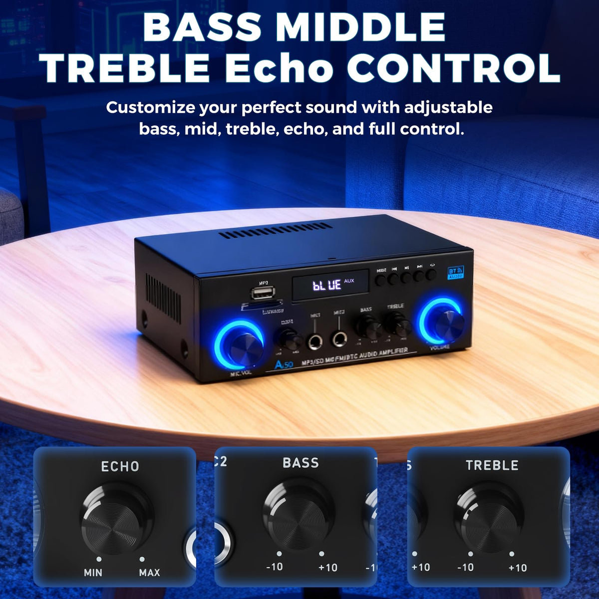 2 Channel 400W Bluetooth Stereo Audio Amplifier T430