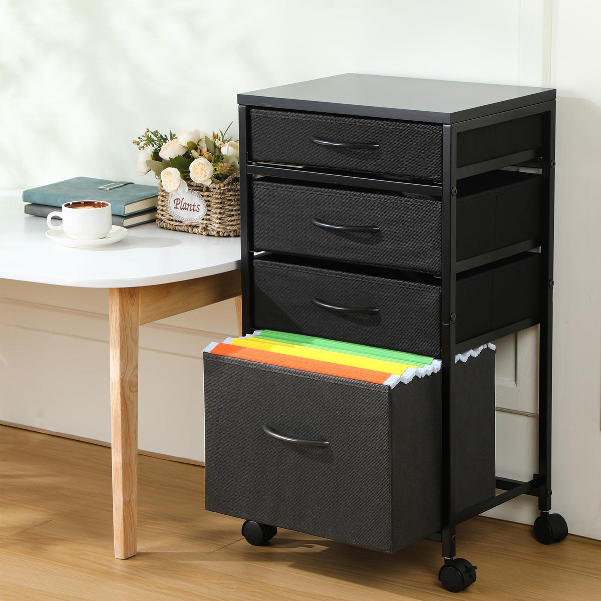 4 Drawer Rolling File Cabinet with Wheels O77566