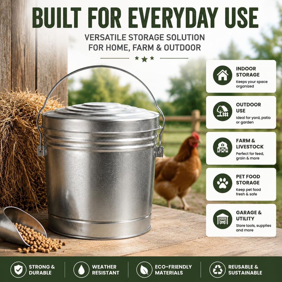 6 Gallon Metal Trash Can with Lid U46166