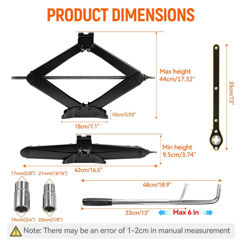 3 Ton Heavy Duty Scissor Jack with Lug Wrench S9851