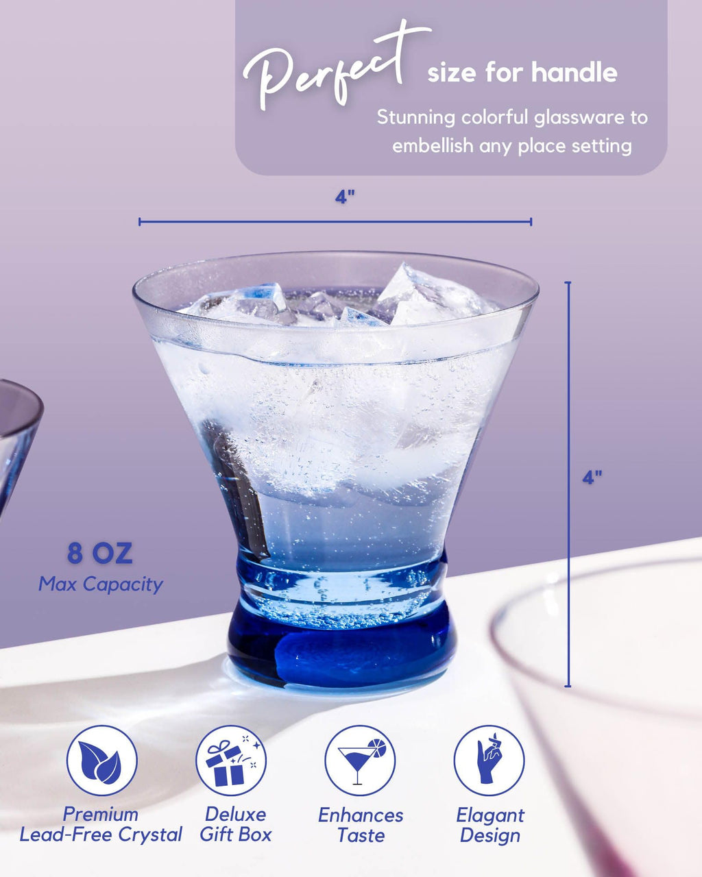 Colored Stemless Martini Glasses Set of 6 G6788