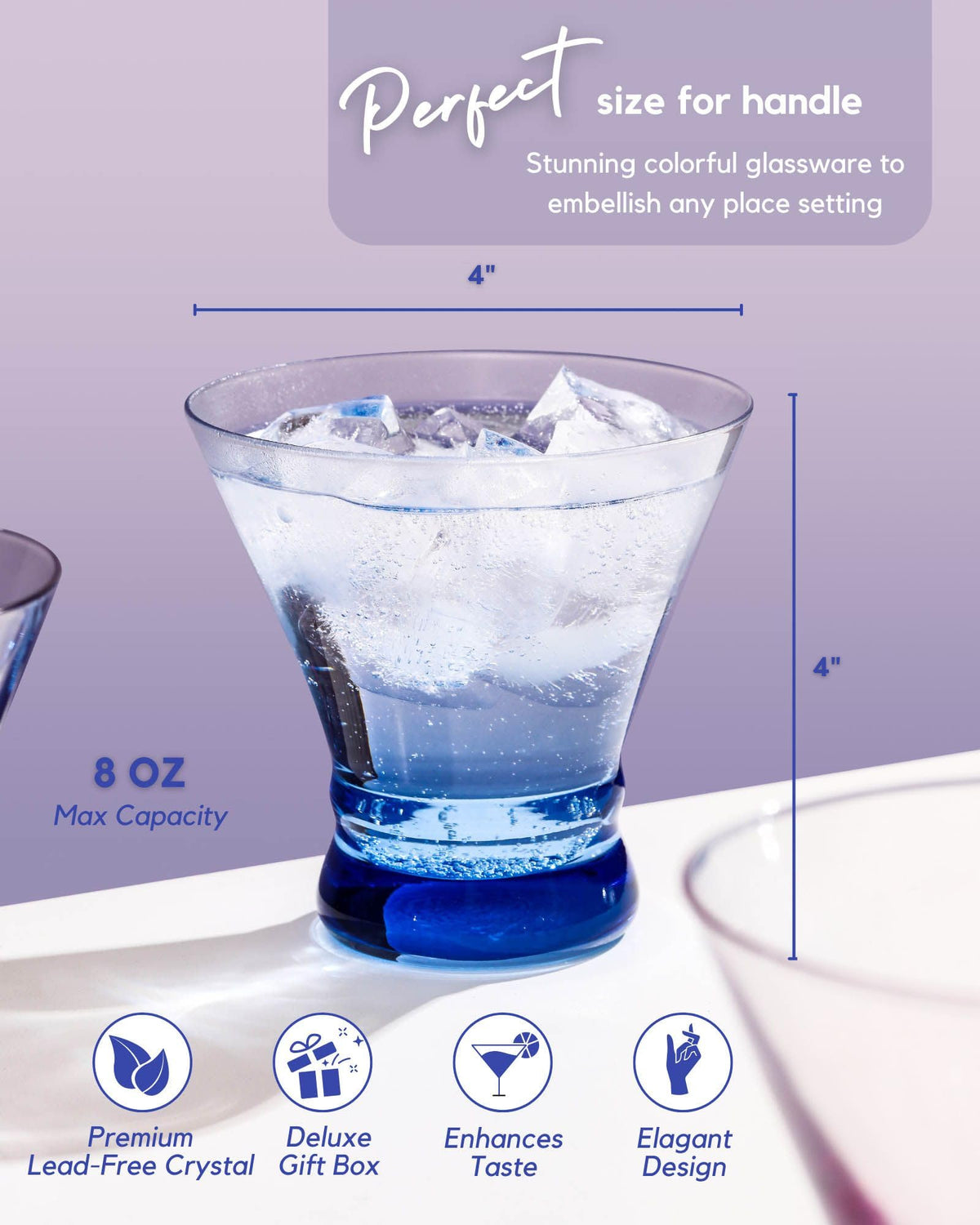 Colored Stemless Martini Glasses Set of 6 G6788