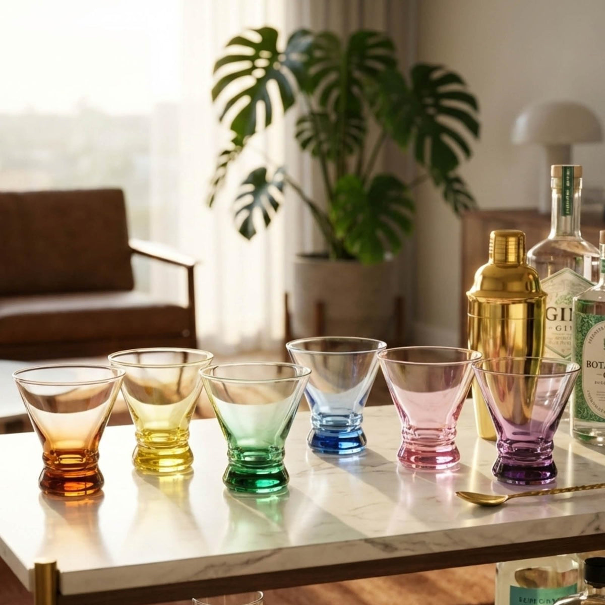 Colored Stemless Martini Glasses Set of 6 G6788