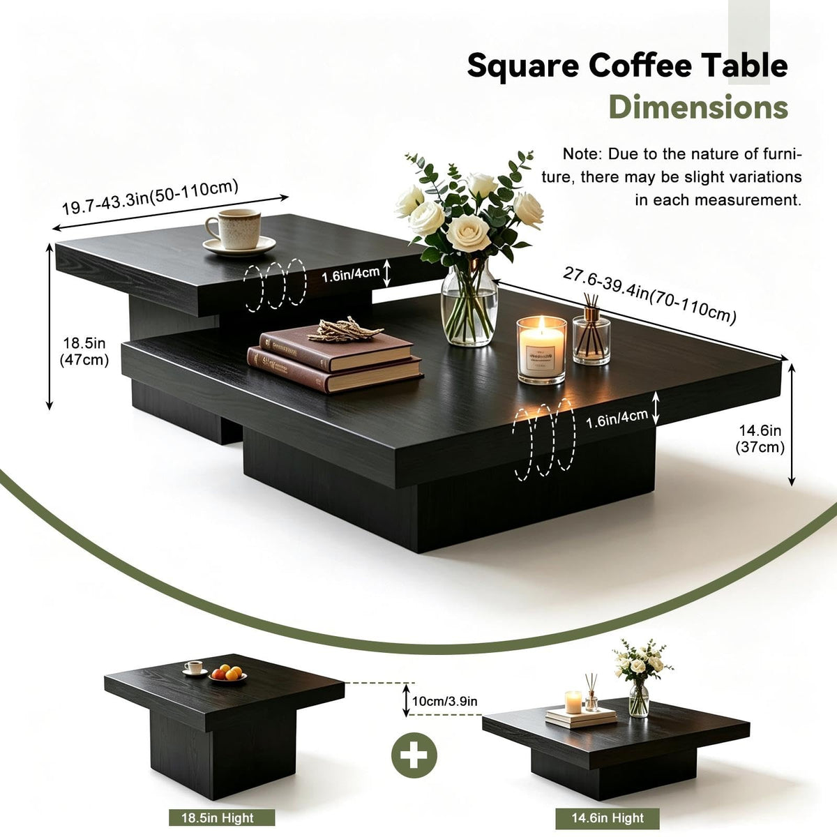 Coffee Table Set of 2 Square Wood Legs F795023